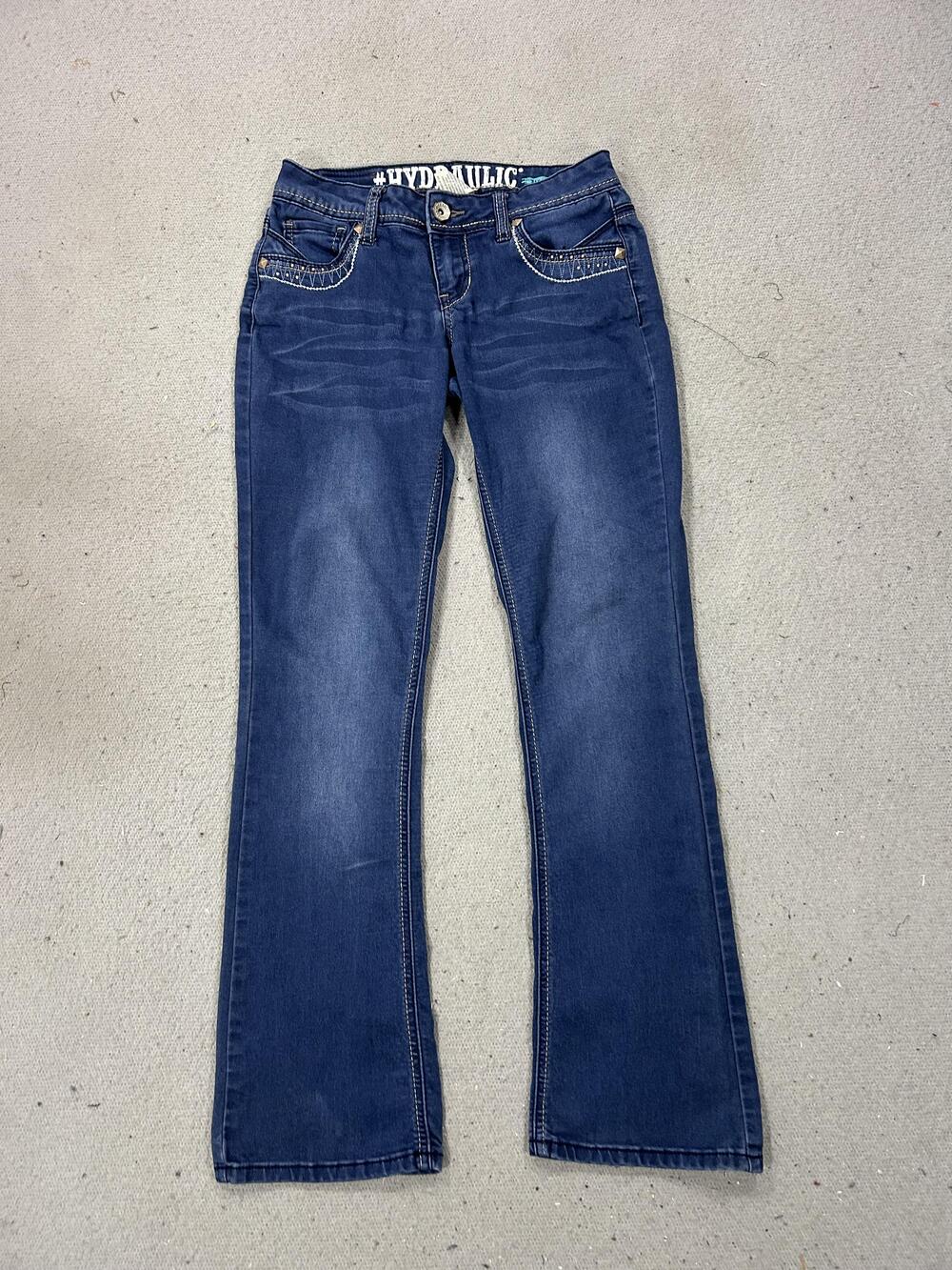 Hydraulic Bailey Low Rise Jeans Womens 28 Blue Bootcut Low Rise Y2K Embellished
